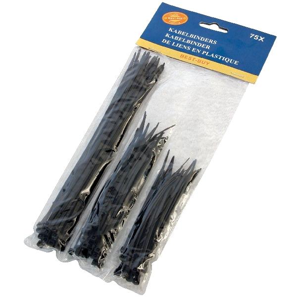 Carpoint Tie-raps 3 maten zwart 75st 10006 Carpoint Tie-raps 3 maten zwart 75st 10006